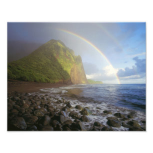 Dubbele regenboog boven de kliffen van het Noorden Foto Afdruk