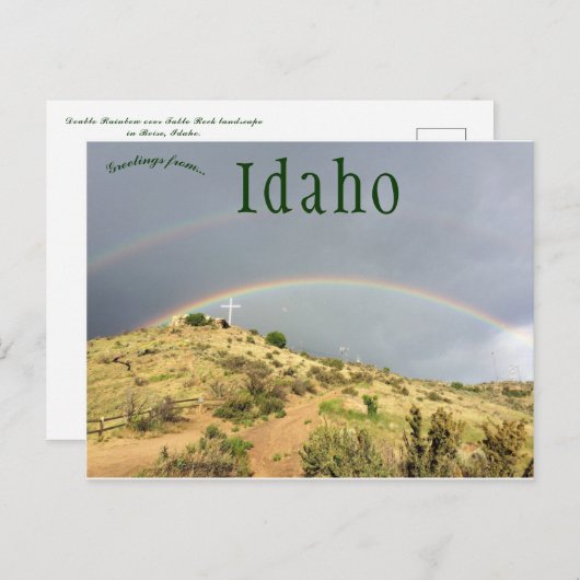 Dubbele regenboog boven tafelrots Boise Idaho Briefkaart (Voorkant / Achterkant)