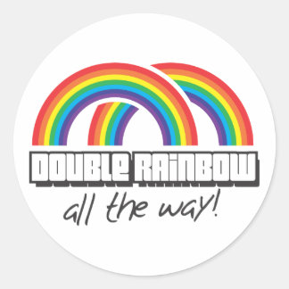 Dubbele regenboog, helemaal! ronde sticker