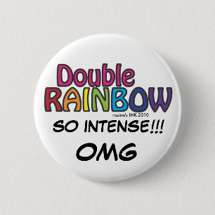 Dubbele regenboog in de lucht ronde button 5,7 cm
