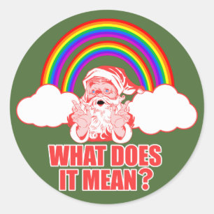 Dubbele regenboogkerstman ronde sticker