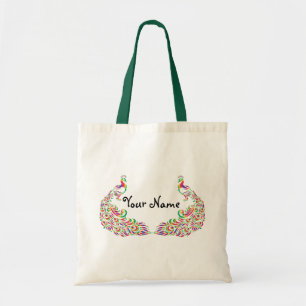 Dubbele regenboogpekock tote bag