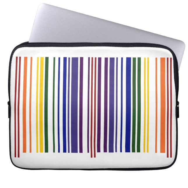 Dubbele regenboogstreepjescode laptop sleeve (Voorkant)