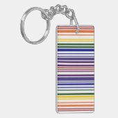 Dubbele regenboogstreepjescode sleutelhanger (Voorkant Links)