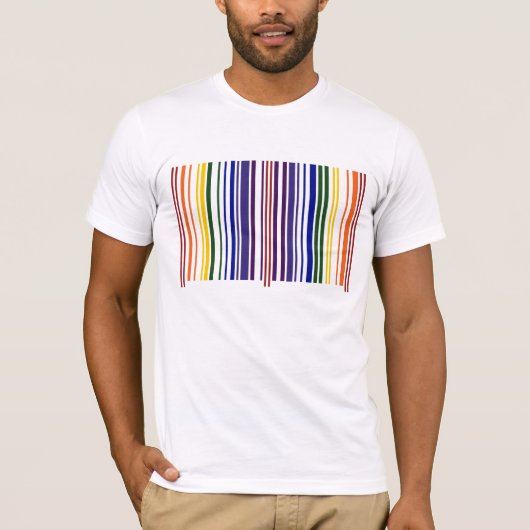 Dubbele regenboogstreepjescode t-shirt (Voorkant)