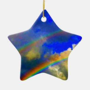 Dubbele regenboogvisie keramisch ornament