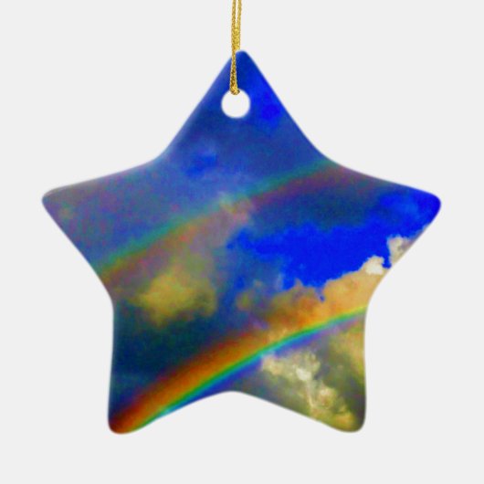Dubbele regenboogvisie keramisch ornament (Voorkant)
