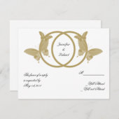 Dubbele Ring Vlinder Monogram Respons Kaart (Voorkant / Achterkant)