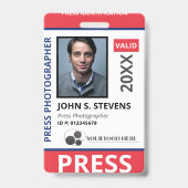 Dubbele Rode Blauwe Foto & Logo Druk ID Badge (Back)