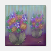Dubbele Rode Glow Bouquet Originele Kunst Magneet (Voorkant)