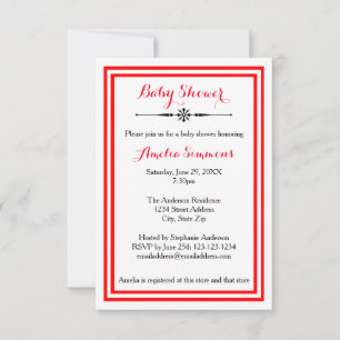 Dubbele Rode Trim - 3x5 Baby shower Uitnodiging