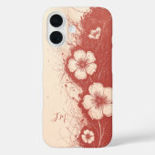 Dubbele Roze Koraal Bloemen Monogram Aangepaste Na Case-Mate iPhone Case (Achterkant)