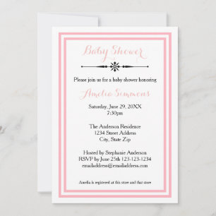 Dubbele roze rand - 5x7 baby shower uitnodiging