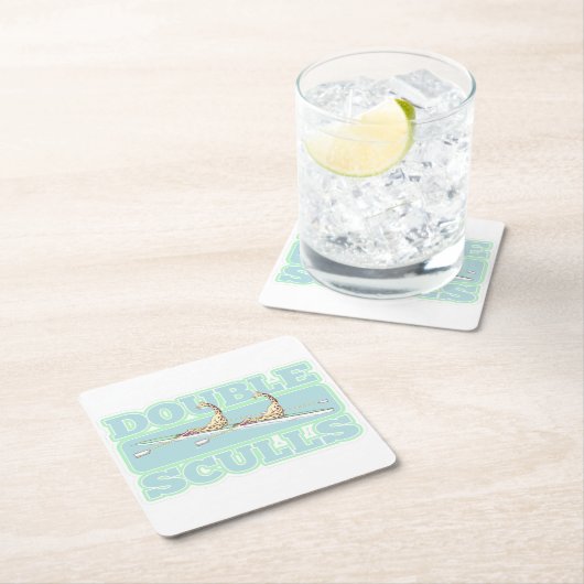 Dubbele schedels roeien vierkante kartonnen onderzetter (Insitu)