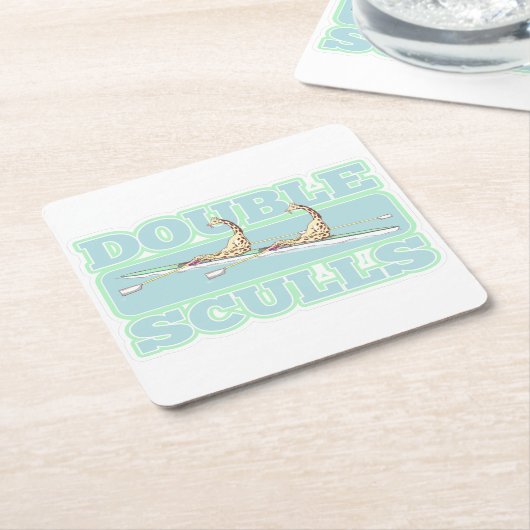 Dubbele schedels roeien vierkante kartonnen onderzetter (Schuin)