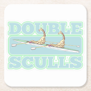 Dubbele schedels roeien vierkante kartonnen onderzetter