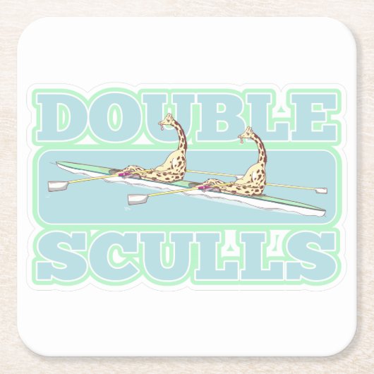 Dubbele schedels roeien vierkante kartonnen onderzetter (Voorkant)