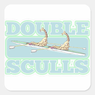 Dubbele schedels roeien vierkante sticker