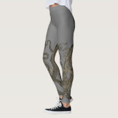 Dubbele sepia op grijze octopus leggings (Links)