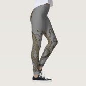Dubbele sepia op grijze octopus leggings (Rechts)