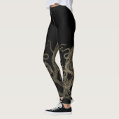 Dubbele sepia op zwarte  octopus leggings (Links)