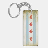 Dubbele Sleutelhanger met Cool Chicago Flag Print (Voorkant Links)