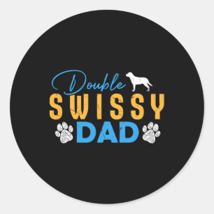 Dubbele Swissy Dog Pap Gifts Funny Swissy Hondenli Ronde Sticker