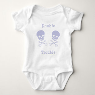 Dubbele troebele schedel en Rattle Blue Romper