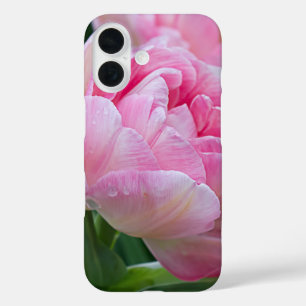 Dubbele Tulpenbloem met dauwdruppels iPhone 16 Hoesje