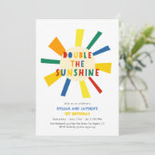Dubbele uitnodiging op zonneschijn tweeling (Staand voorkant)