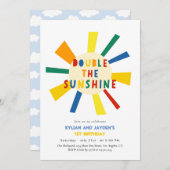Dubbele uitnodiging op zonneschijn tweeling (Voorkant / Achterkant)
