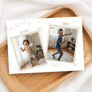 Dubbele Verjaardag Jongens Kids Plezier Foto Verja Kaart