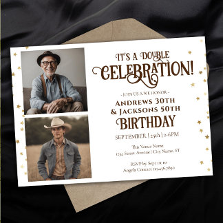 Dubbele Verjaardagsfeestster Confetti Foto Kaart