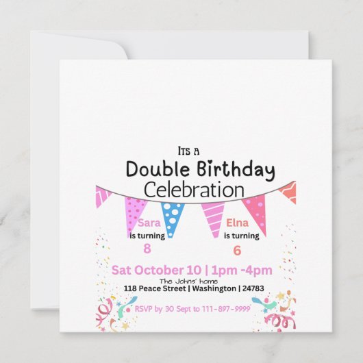 Dubbele verjaardagsviering save the date (Voorkant)