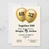 Dubbele Viering Gezamenlijke Verjaardag Goud en Zw Kaart (Voorkant)