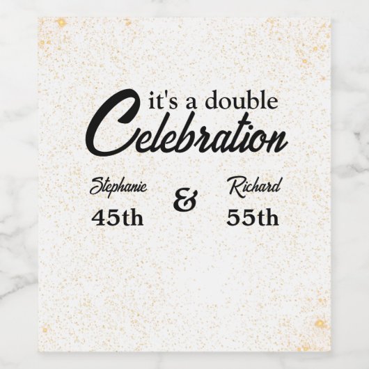 Dubbele Viering Gezamenlijke Verjaardag Goud Wit Wijn Etiket (Enkel label)