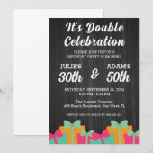 Dubbele viering gezamenlijke verjaardagsfeestuitno kaart (Voorkant / Achterkant)