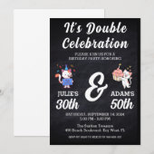 Dubbele viering gezamenlijke verjaardagsfeestuitno kaart (Voorkant / Achterkant)