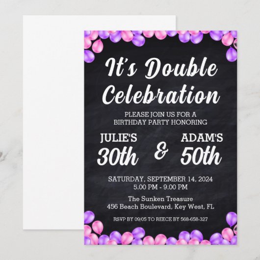 Dubbele viering gezamenlijke verjaardagsfeestuitno kaart (Voorkant / Achterkant)