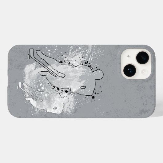 Dubbele Vision Hockey Player Grey Case-Mate iPhone Case (Achterkant (horizontaal))