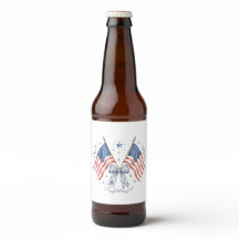 Dubbele vlag 4 juli bierlabel