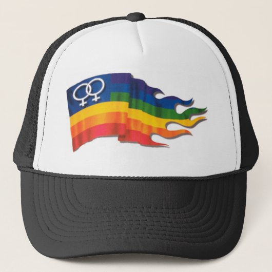 Dubbele Vrouw Pride Flag Trucker Pet (Voorkant)