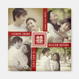 Dubbele Xi Chinese bruiloft 4 foto Opslaan van de  Magneet