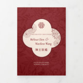 Dubbele Xi Chinese Tweetalige Trifold Bruiloft Uit Drieluik Uitnodiging (Cover)