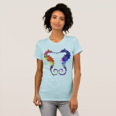 Dubbele zeeppaarden | Liefde & Harmonie T-shirt (Voorkant volledig)