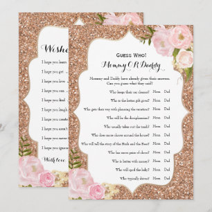 Dubbele zijkant - Baby shower games spelen wens    Kaart