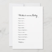 Dubbele zijkant - Baby shower games spelen wens |  Kaart (Achterkant)