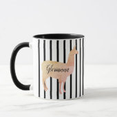 Dubbele zijstreep Roze lama Monogram Mok (Links)