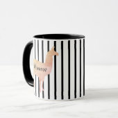 Dubbele zijstreep Roze lama Monogram Mok (Voorkant links)