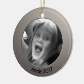 Dubbele Zilver 2 x Aangepaste Foto en Tekst Keramisch Ornament (Links)